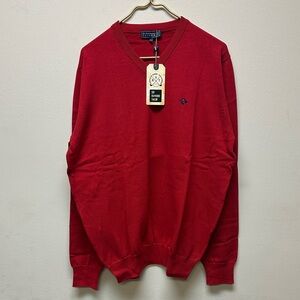 Raymond V-Neck Sweater in Vibrant Red